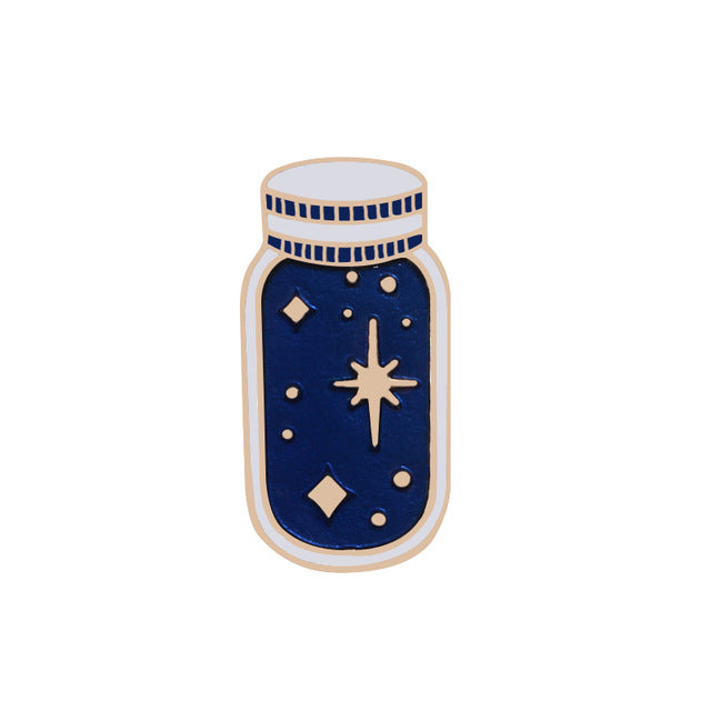Cat Dinosaur Whale Rabbit Horse Astronaut Poker Bread Wishing Bottle Enamel Pin Brooch Denim Collar Badge Pins